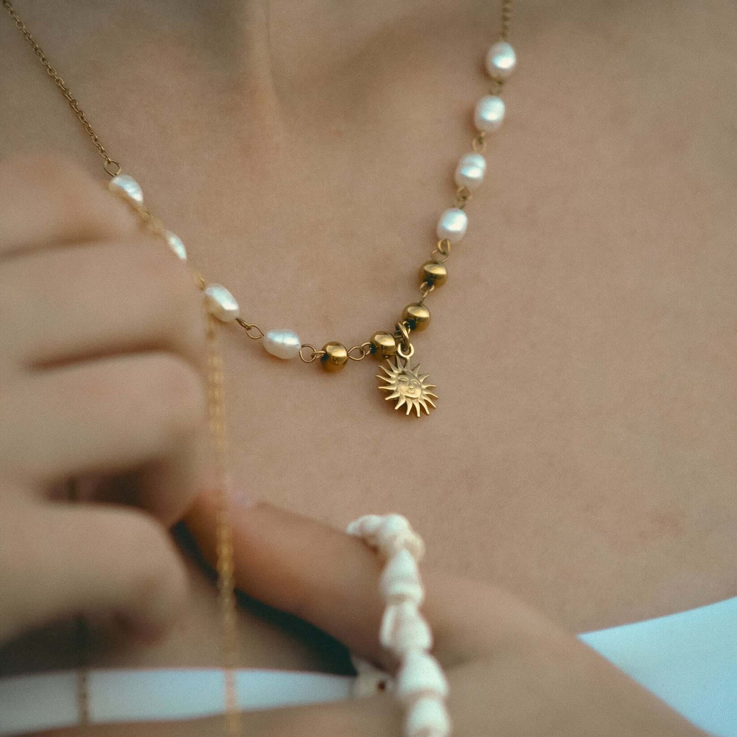 Sun with Pearls Necklace | Vallria