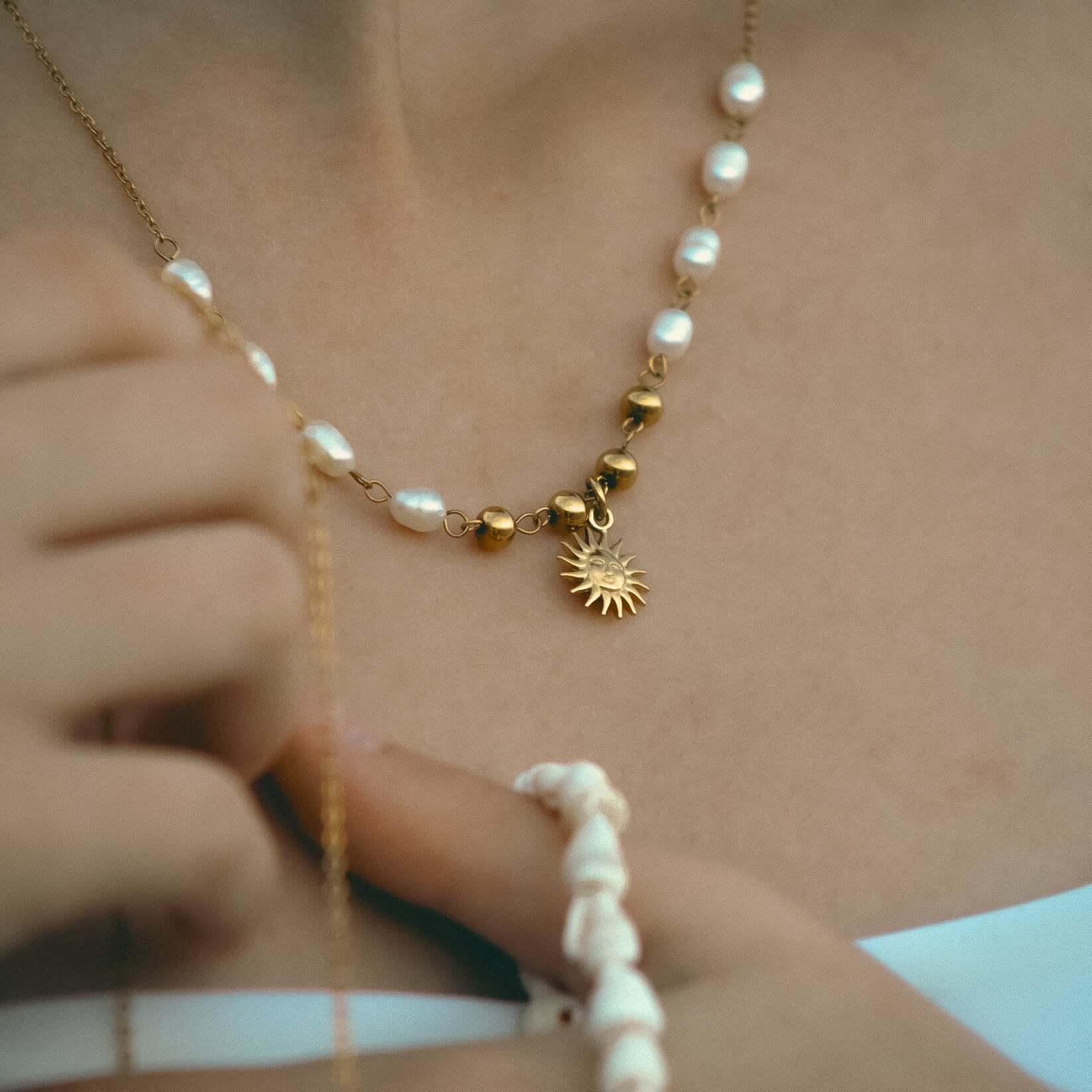 Sun with Pearls Necklace | Vallria