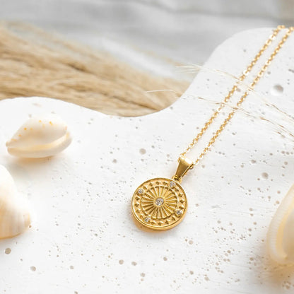 Sun with Cubic Zirconias Necklace | Vallria