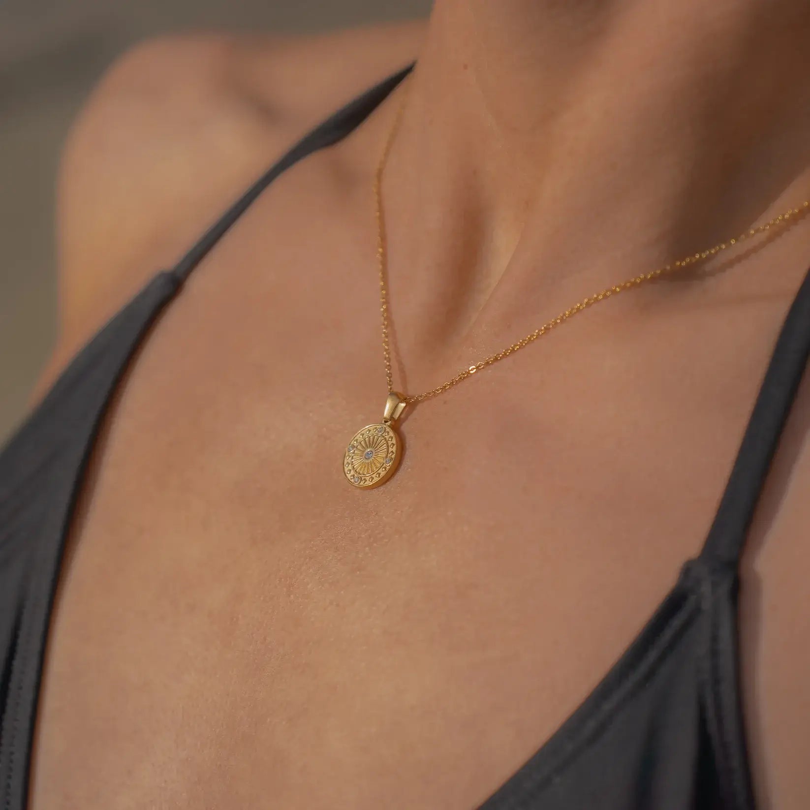 Sun with Cubic Zirconias Necklace | Vallria