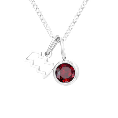 Signs with Stones of Birth Necklace (18K Gold Plated)