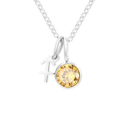 Signs with Stones of Birth Necklace (18K Gold Plated)