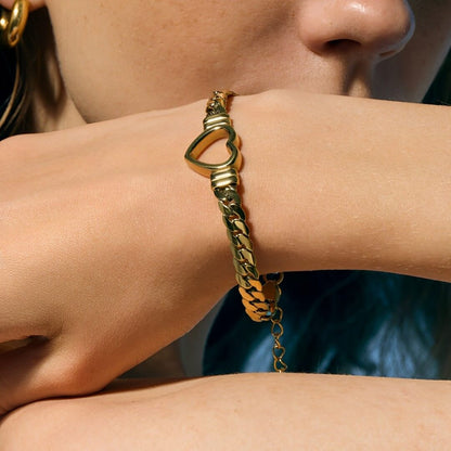 Heart with Chain Link Large Bracelet | Vallria