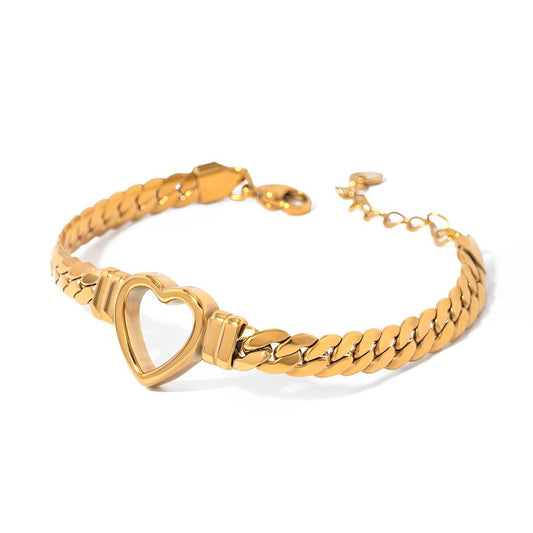 Heart with Chain Link Large Bracelet | Vallria