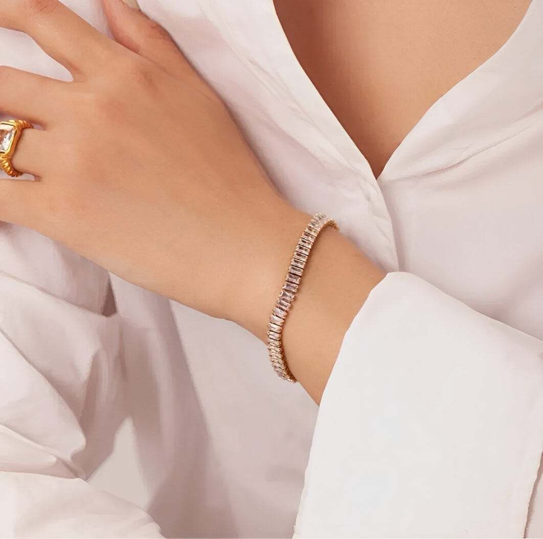 Riviera with Cubic Zirconia Baguette Bracelet | Vallria